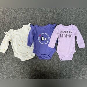 Set of 3 Long Sleeved Baby Girl Onesies
